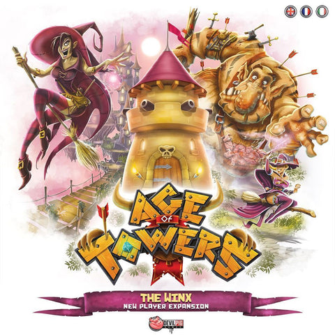front cover of age of towers the winx expansion including new player published by devil pig games